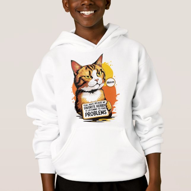 Sudadera Gato con Actitud Sarcástica Hoodie (Vorderseite)