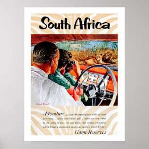 Südafrika, Abenteuer von einer Autofahrt, Vintage Poster