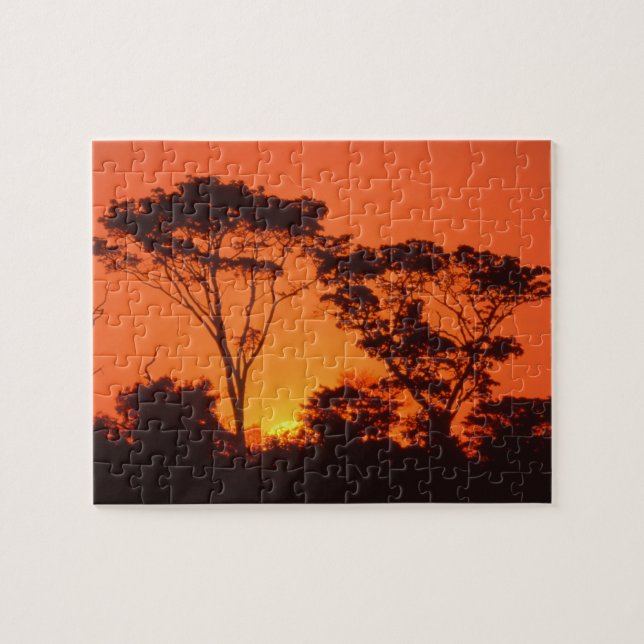Südafrika.  afrikanischer Sonnenuntergang Puzzle (Horizontal)