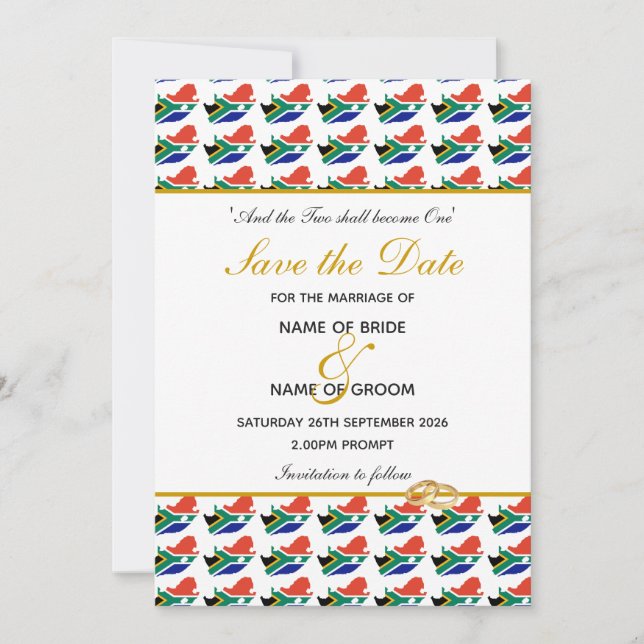 SÜDAFRIKA Christliche Hochzeitssonderfeier Save The Date (Vorderseite)