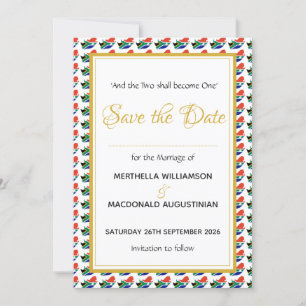 SÜDAFRIKA Christliche traditionelle Hochzeitsfeier Save The Date