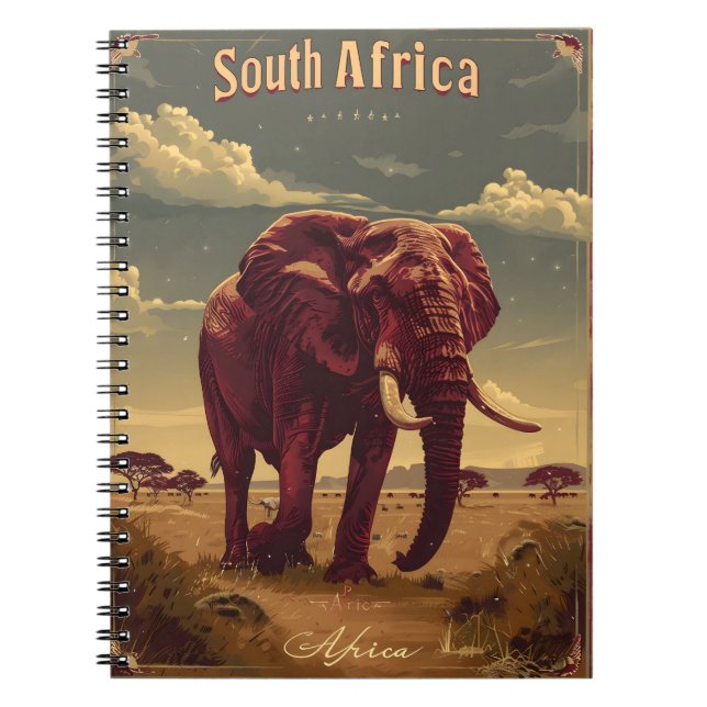 Südafrika-Elefant Vintage  Notizblock (Vorderseite)