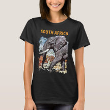 Südafrika-Elefanten-Reise Retro-Schwarz-T-Shirt