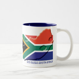 SÜDAFRIKA FLAG MAP - Geeignete Schrift WEISS Zweifarbige Tasse
