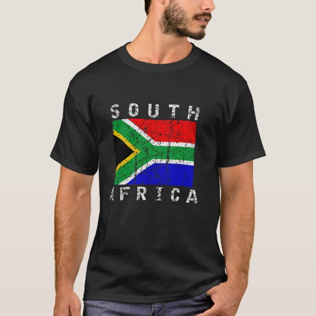 Südafrika-Flagge Bedrängte afrikanische Männer Fra T-Shirt (Vorderseite)