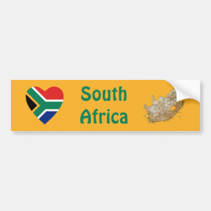 Südafrika-Flagge Herz + Karte Aufkleber Autoaufkleber