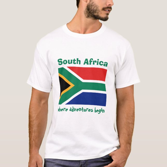 Südafrika-Flagge + Karte + Text-T - Shirt (Vorderseite)