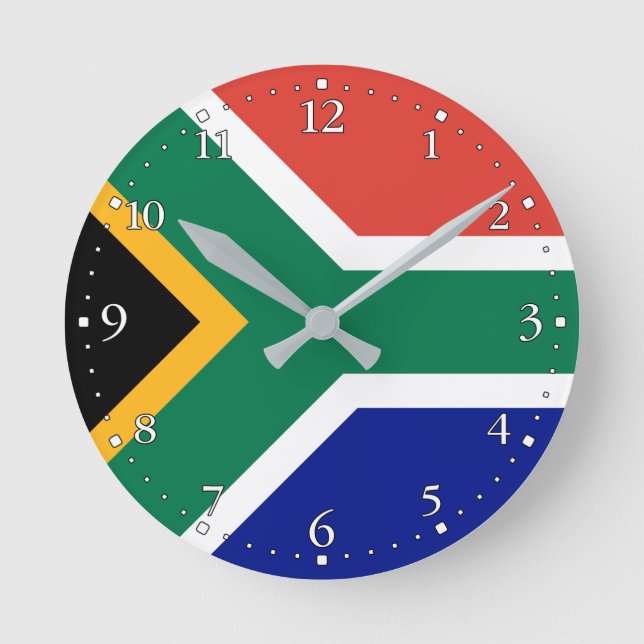 Südafrika-Flagge Runde Wanduhr (Vorderseite)