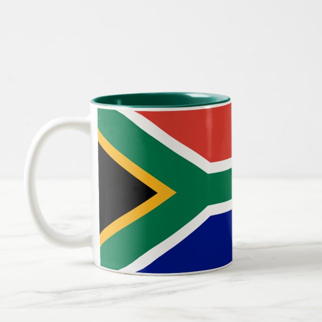 Südafrika-Flagge Zweifarbige Tasse (Links)