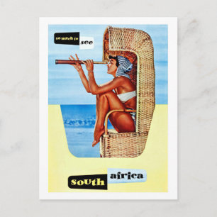 Südafrika, Frau mit Dourbin, Vintage, Reise Postkarte