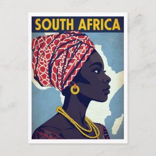 Südafrika-Frauenporträt Retro-Kunst Postkarte