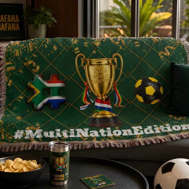 Südafrika Fußball | 2026 Global Games Gold Blank Decke (Bafana Bafana pride meets championship 2026 comfort in this luxury football fan lounge blanket.)