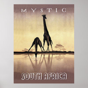Südafrika, Giraffe, Jahrgang Poster
