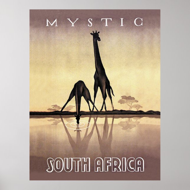 Südafrika, Giraffe, Vintage-Reise Poster (Vorne)