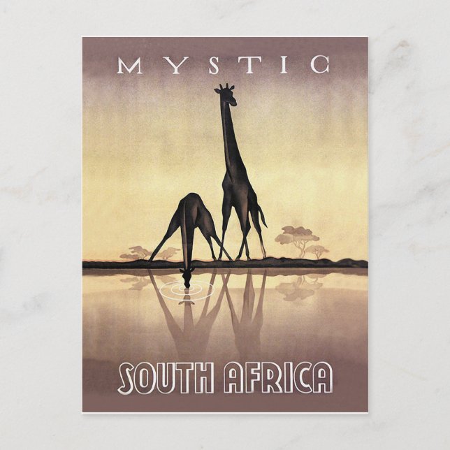 Südafrika, Giraffe, Vintage-Reise Postkarte (Vorderseite)
