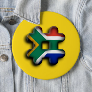 Südafrika-Hashtag-Flaggenmuster-Kunst schön Button