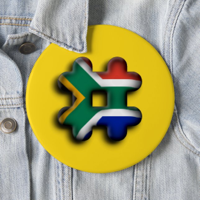 Südafrika-Hashtag-Flaggenmuster-Kunst schön   Button (Beispiel)