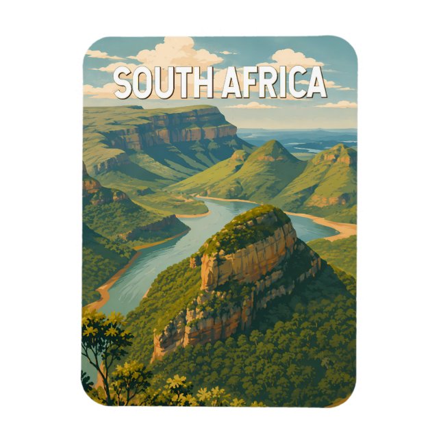 Südafrika-Illustration Reise Kunst Vintage Magnet (Vertikal)
