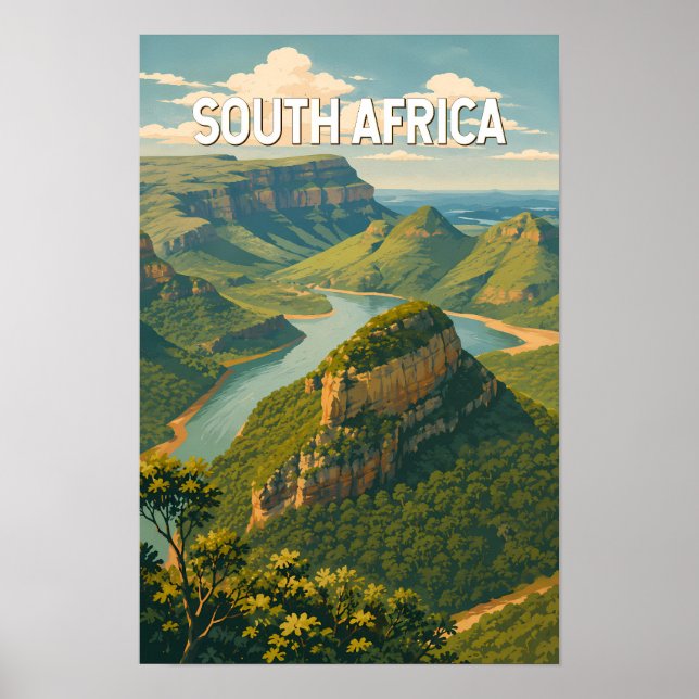 Südafrika-Illustration Reise Kunst Vintage Poster (Vorne)