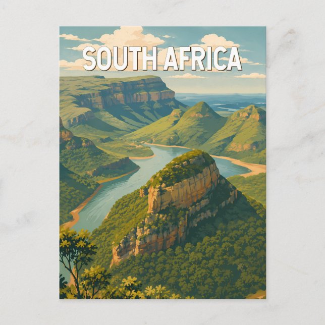 Südafrika-Illustration Reise Kunst Vintage Postkarte (Vorderseite)