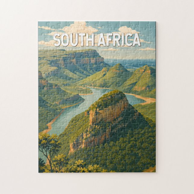Südafrika-Illustration Reise Kunst Vintage Puzzle (Vertikal)
