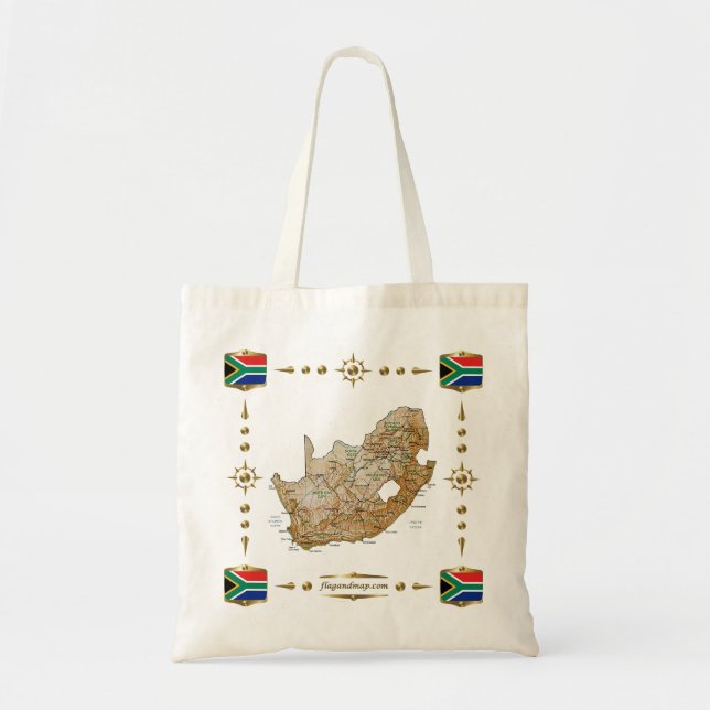 Südafrika-Karte + Flaggen-Tasche Tragetasche (Vorne)