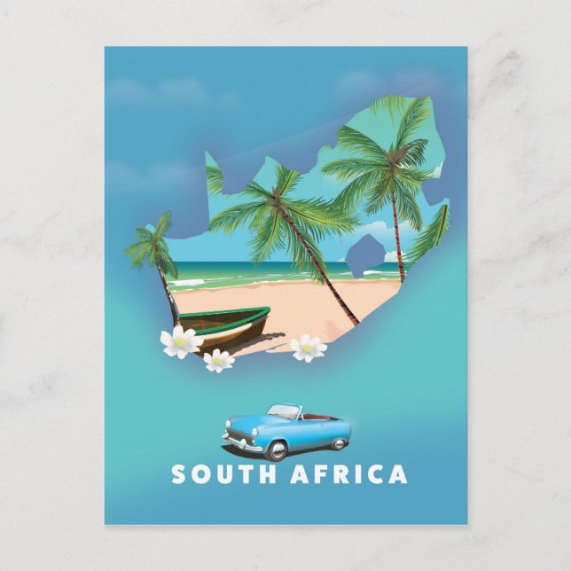 Südafrika Karte Illustration Reiseplakat. (Vorderseite)
