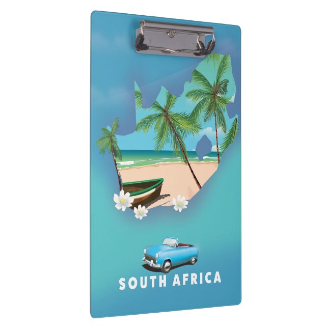 Südafrika Karte Illustration Reiseplakat. Klemmbrett (Rechts)