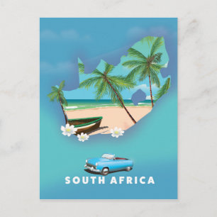 Südafrika-Kartenillustration Reiseplakat. Postkarte