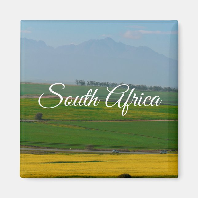 Südafrika Ländliche Canola Landschaft Berge SA Magnet (Vorne)