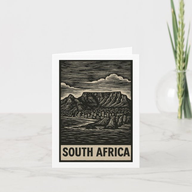 Südafrika Linocut Style Karte (Vorderseite)