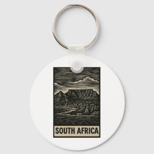 Südafrika Linolschnitt-Stil  Schlüsselanhänger