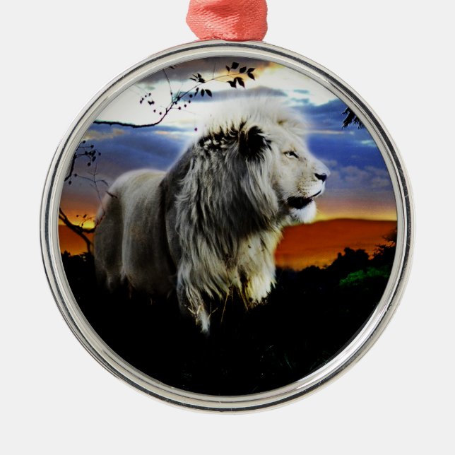 Südafrika Löwe im Dschungel Ornament Aus Metall (Vorne)