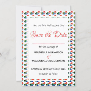 SÜDAFRIKA Patriotische benutzerdefinierte Hochzeit Save The Date