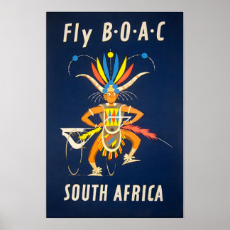 Südafrika Plakat BOAC Reise Kunst Afrikanischer Dr