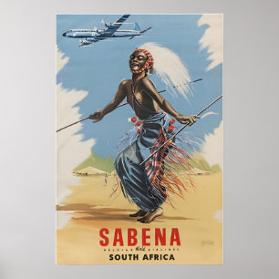 Südafrika Poster Sabena Reise Druck Afrikanische K