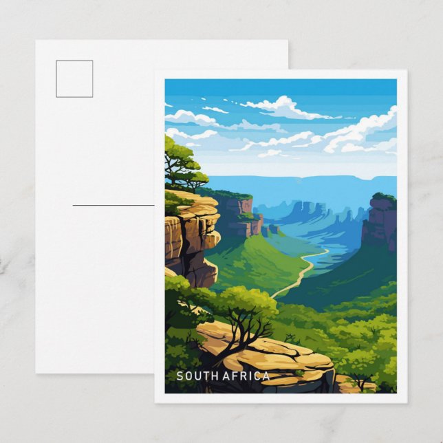 Südafrika Reise Vintage-Illustration Postkarte (Vorne/Hinten)