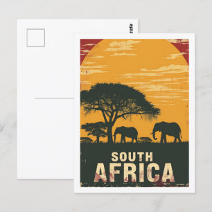 Südafrika-Safari-Vintage-berühmter Reiseort Postkarte