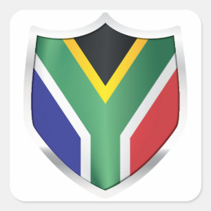 Südafrika Silberschildflagge Quadratischer Aufkleber