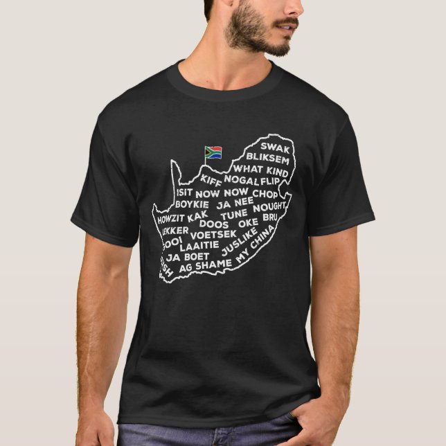 Südafrika Slang Words South African Flag Map T-Shirt (Vorderseite)