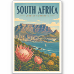 Südafrika Tafelberg Illustration Reise Aufkleber