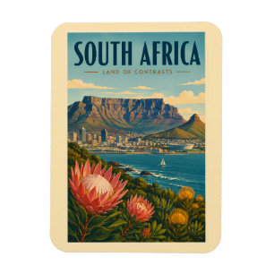 Südafrika Tafelberg Illustration Reise Magnet