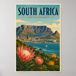 Südafrika Tafelberg Illustration Reise Poster