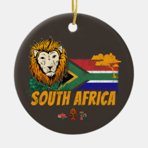 Südafrika Vintage-Löwenflagge Safari-Souvenir Keramik Ornament