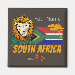 Südafrika Vintage-Löwenflagge Safari-Souvenir Magnet