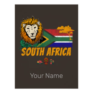 Südafrika Vintage Löwenflagge Safari-Souvenir Poster