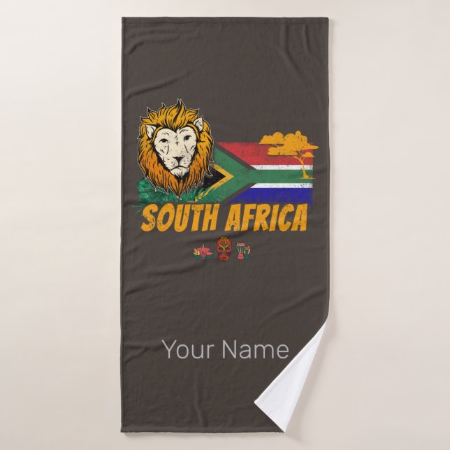 Südafrika Vintager Löwenfahne Safari Souvenir Badehandtuch (Badehandtuch)