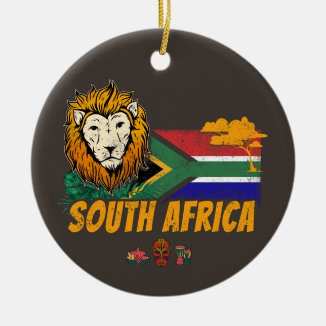 Südafrika Vintager Löwenfahne Safari Souvenir Keramik Ornament (Vorne)
