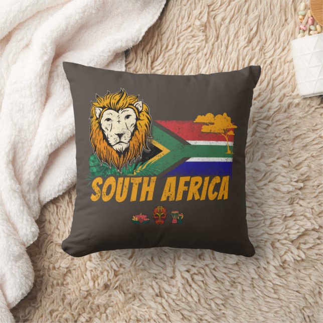 Südafrika Vintager Löwenfahne Safari Souvenir Kissen (Decke)