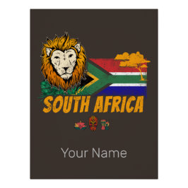 Südafrika Vintager Löwenfahne Safari Souvenir Poster